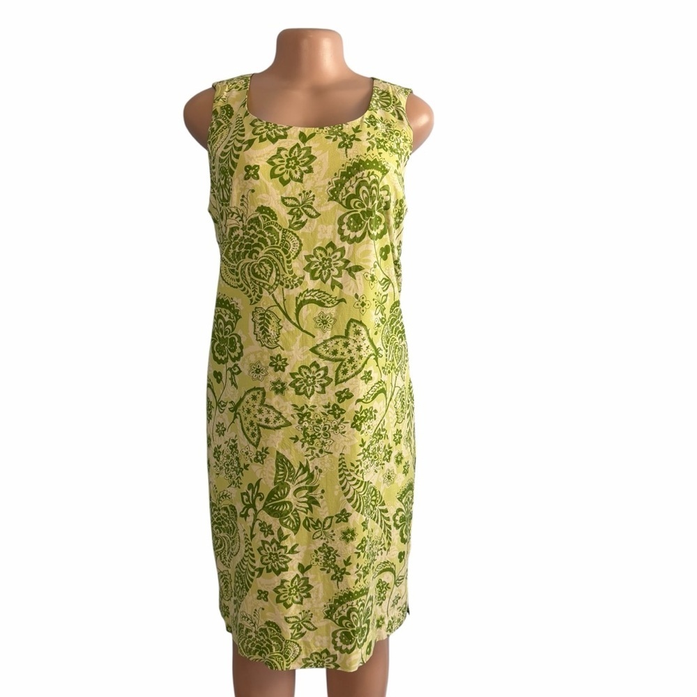 Charter Club Lime Green Silk Shift Dress Floral Print - Picture 3 of 9